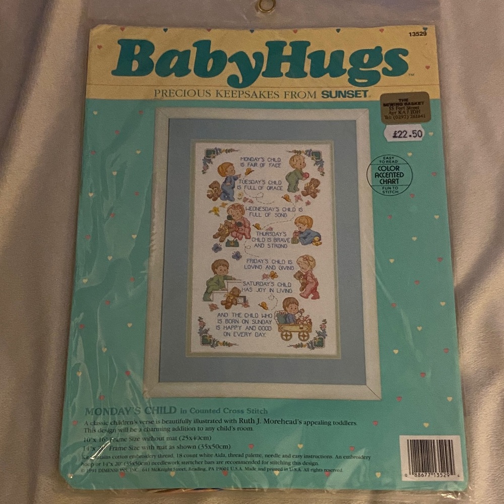BabyHugs Cross Stitch Kit by Sunset